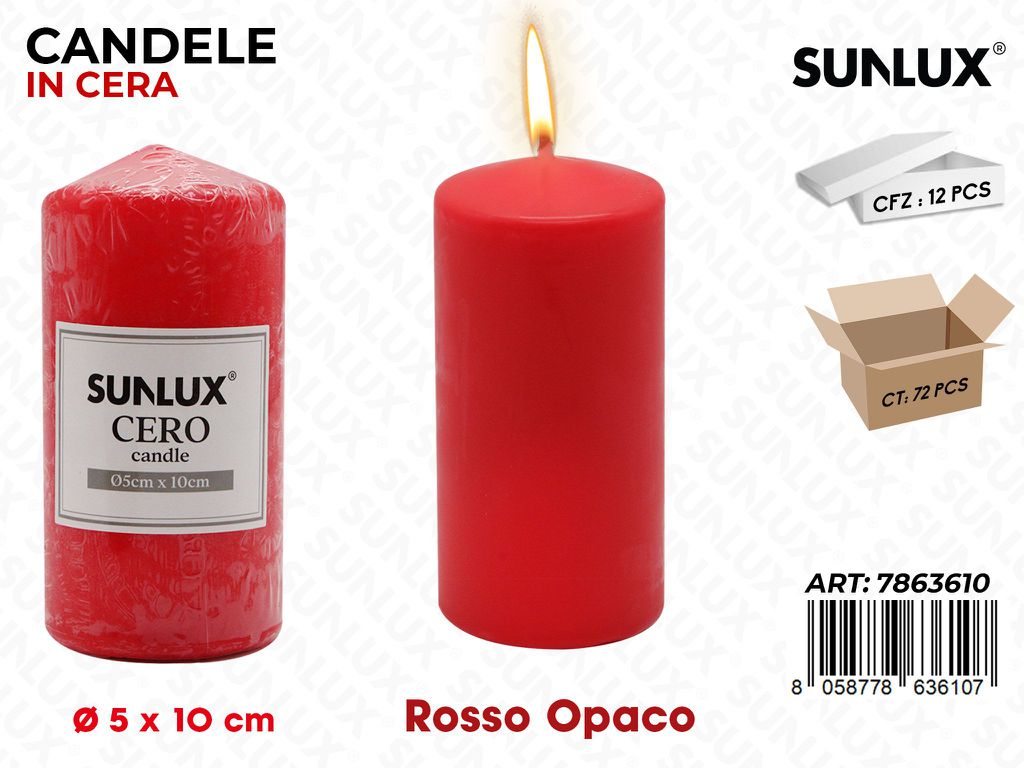 Sunlux Candela Moccolo Rosso Opaco D.5*10CM