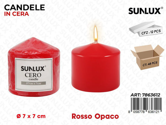 Sunlux Candela Moccolo Rosso Opaco D.7*7CM
