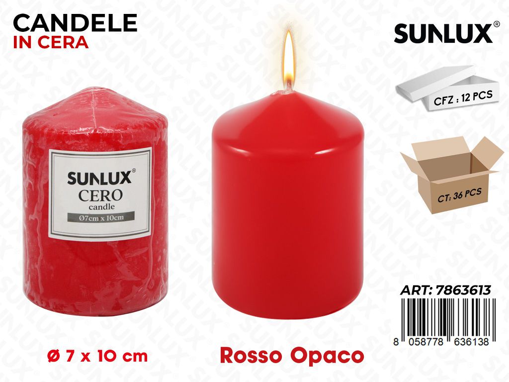 Sunlux Candela Moccolo Rosso Opaco D.7*10CM