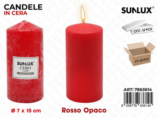 Sunlux Candela Moccolo Rosso Opaco D.7*15CM