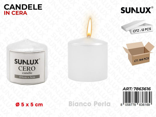 Sunlux Candela Moccolo Bia. Perla D.5*5CM