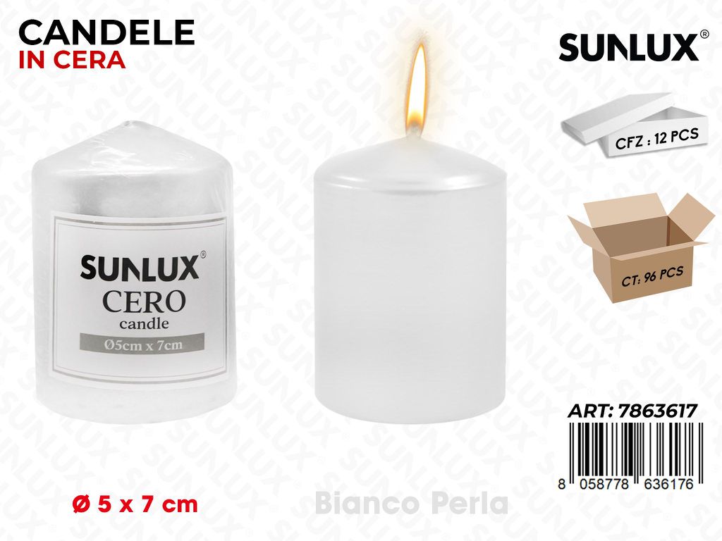 Sunlux Candela Moccolo Bia. Perla D.5*7CM