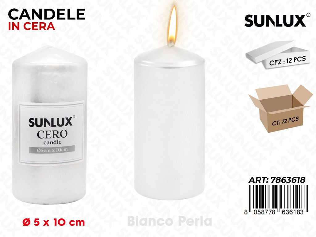Sunlux Candela Moccolo Bia. Perla D.5*10CM