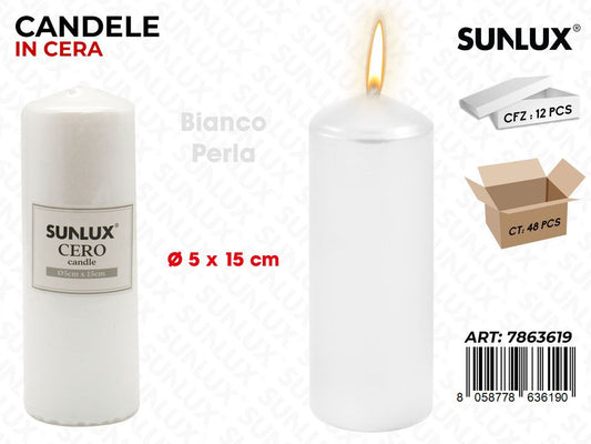 Sunlux Candela Moccolo Bia. Perla D.5*15CM