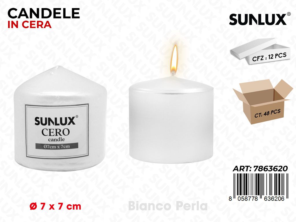 Sunlux Candela Moccolo Bia. Perla D.7*7CM
