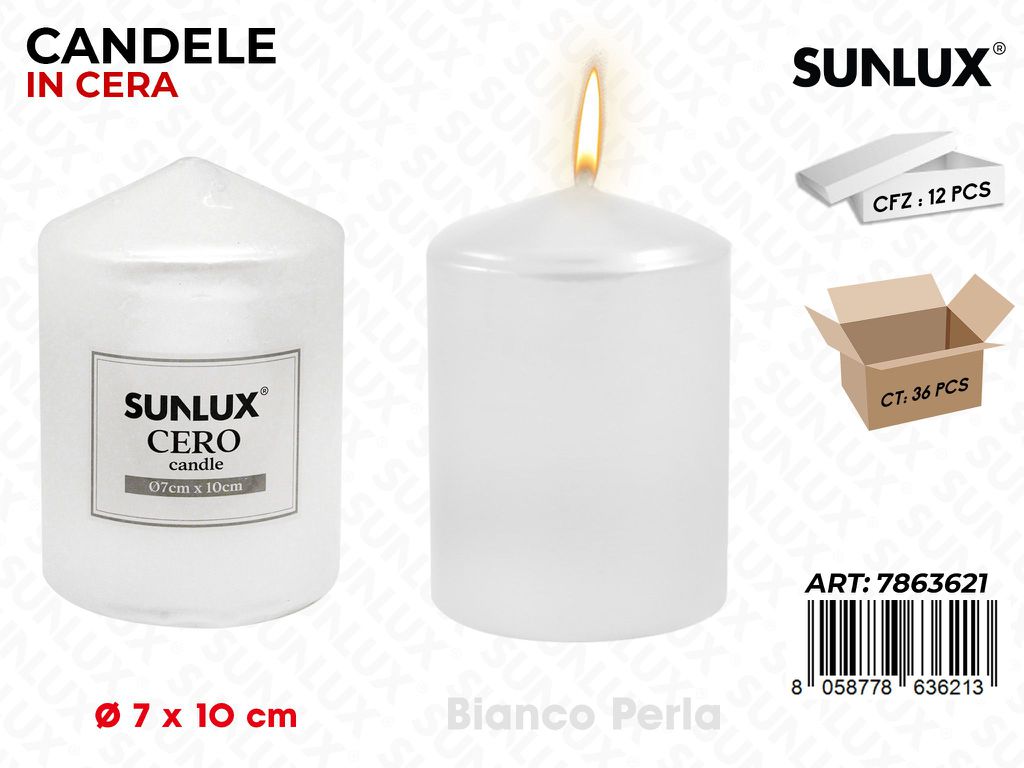 Sunlux Candela Moccolo Bia. Perla D.7*10CM