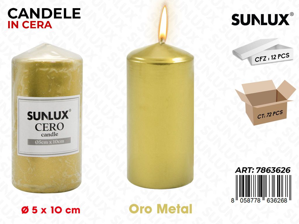 Sunlux Candela Moccolo Oro Metal D.5*10CM