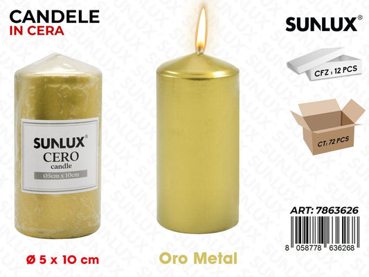 Sunlux Candela Moccolo Oro Metal D.5*10CM