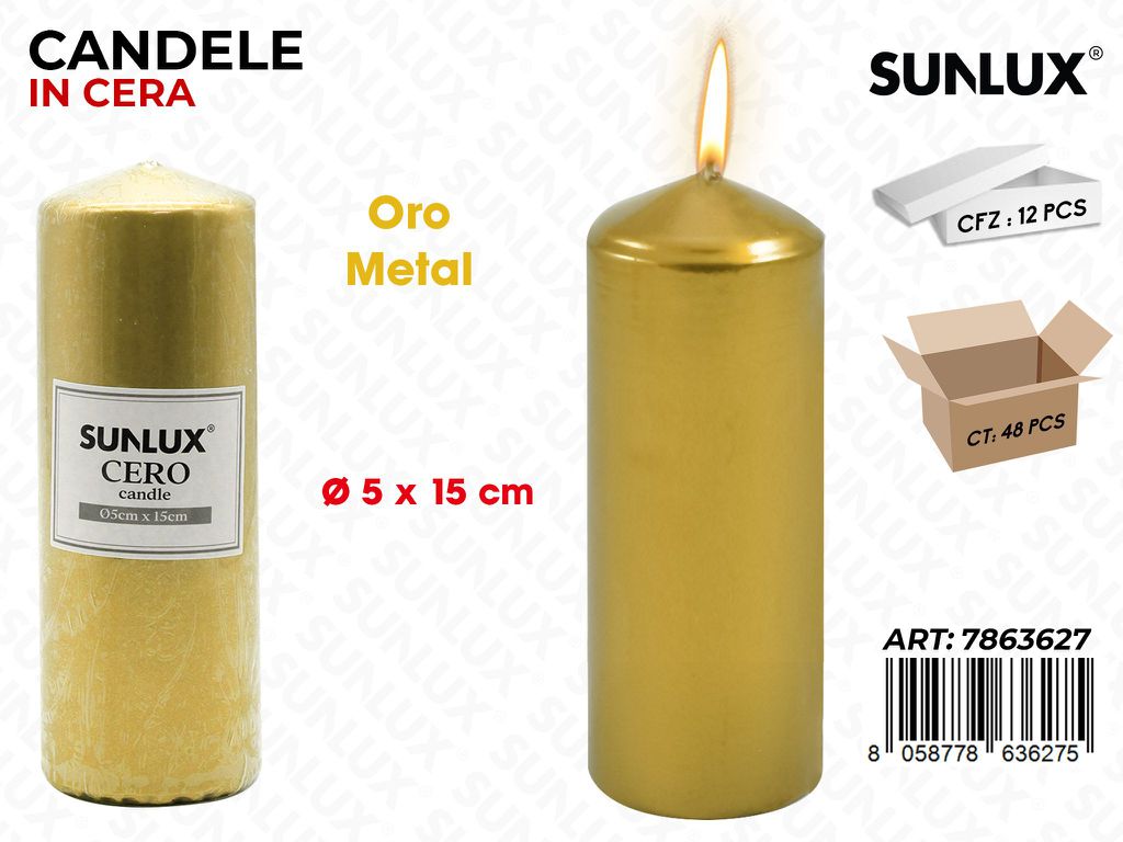 Sunlux Candela Moccolo Oro Metal D.5*15CM