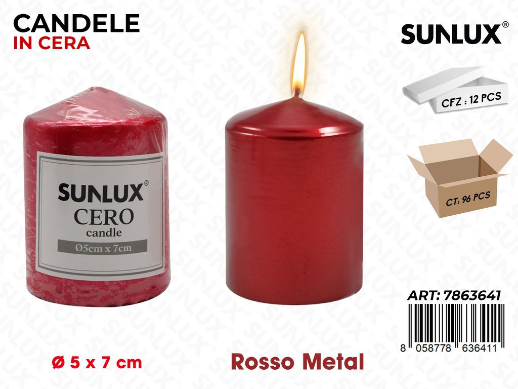 Sunlux Candela Moccolo Rosso Metal D.5*7CM