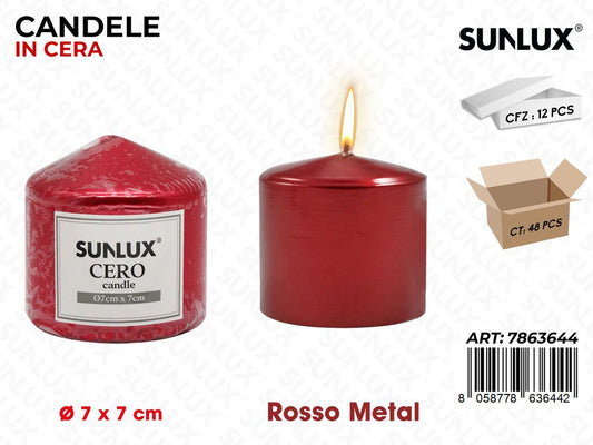 Sunlux Candela Moccolo Rosso Metal D.7*7CM