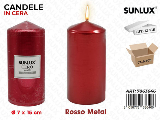 Sunlux Candela Moccolo Rosso Metal D.7*15CM