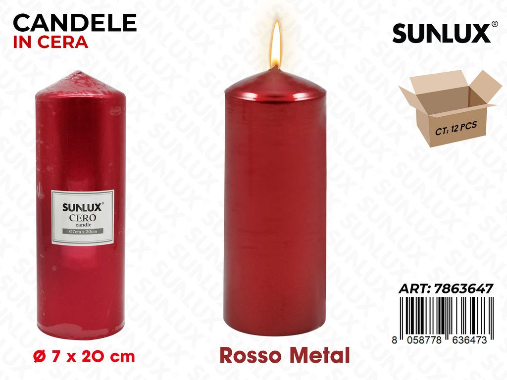 Sunlux Candela Moccolo Rosso Metal D.7*20CM