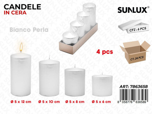 Sunlux Candela Bianco Perla Mis. Ass. 4PCS