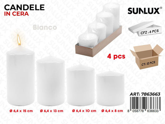 Sunlux Candele Bianco Mis. Ass. 4PCS