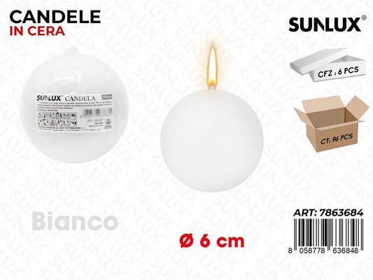 Sunlux Candela Sfera Bianco D.6CM