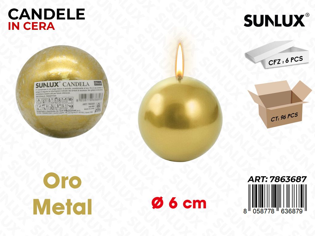 Sunlux Candela Sfera Oro Metal D.6CM