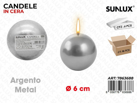 Sunlux Candela Sfera Arg. Metal D.6CM