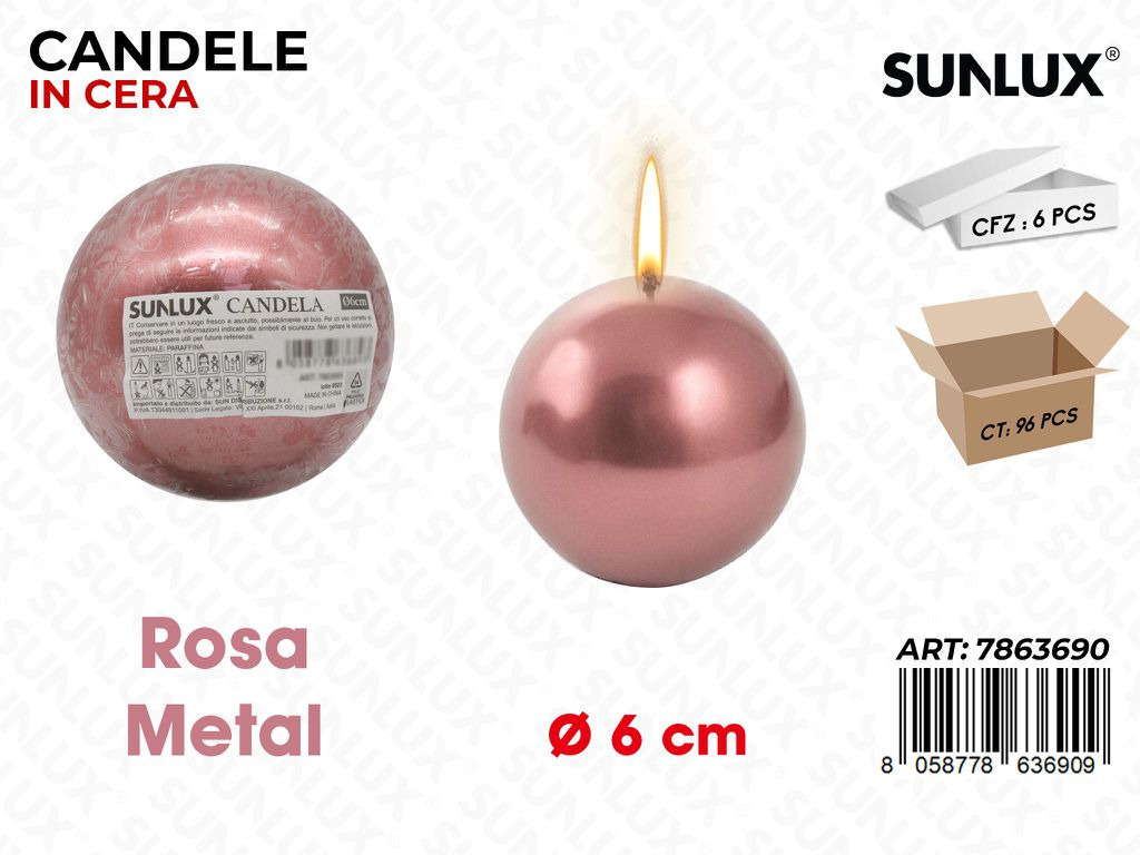 Sunlux Candela Sfera Rosa Metal D.6CM