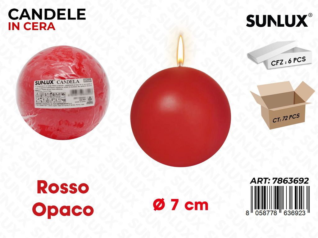 Sunlux Candela Sfera Rosso Opaco D.7CM