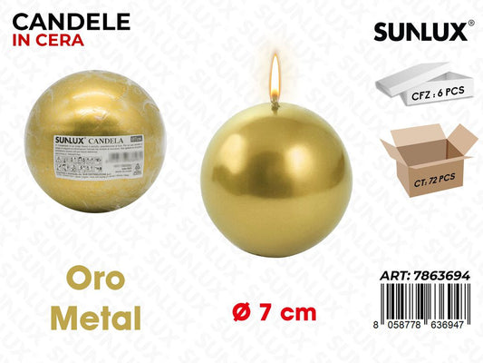 Sunlux Candela Sfera Oro Metal D.7CM