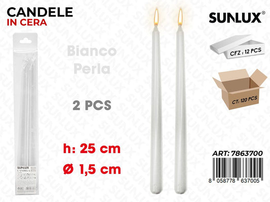 Sunlux Candela Stelo Bia. Perla 2PCS 1.5*25CM