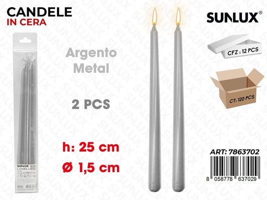 Sunlux Candela Stelo Arg. Metal 2PCS 1.5*25CM