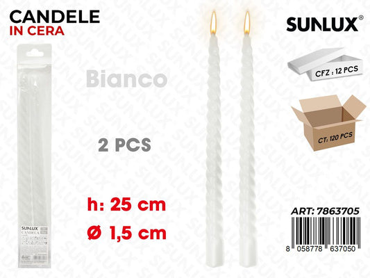 Sunlux Candela Spir. Bianco 2PCS 1.5*25CM