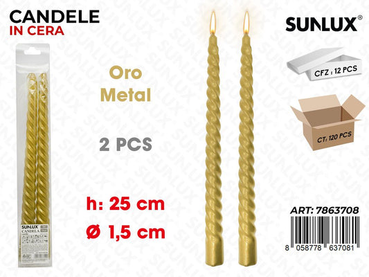 Sunlux Candela Spir. Oro Metal 2PCS 1.5*25CM