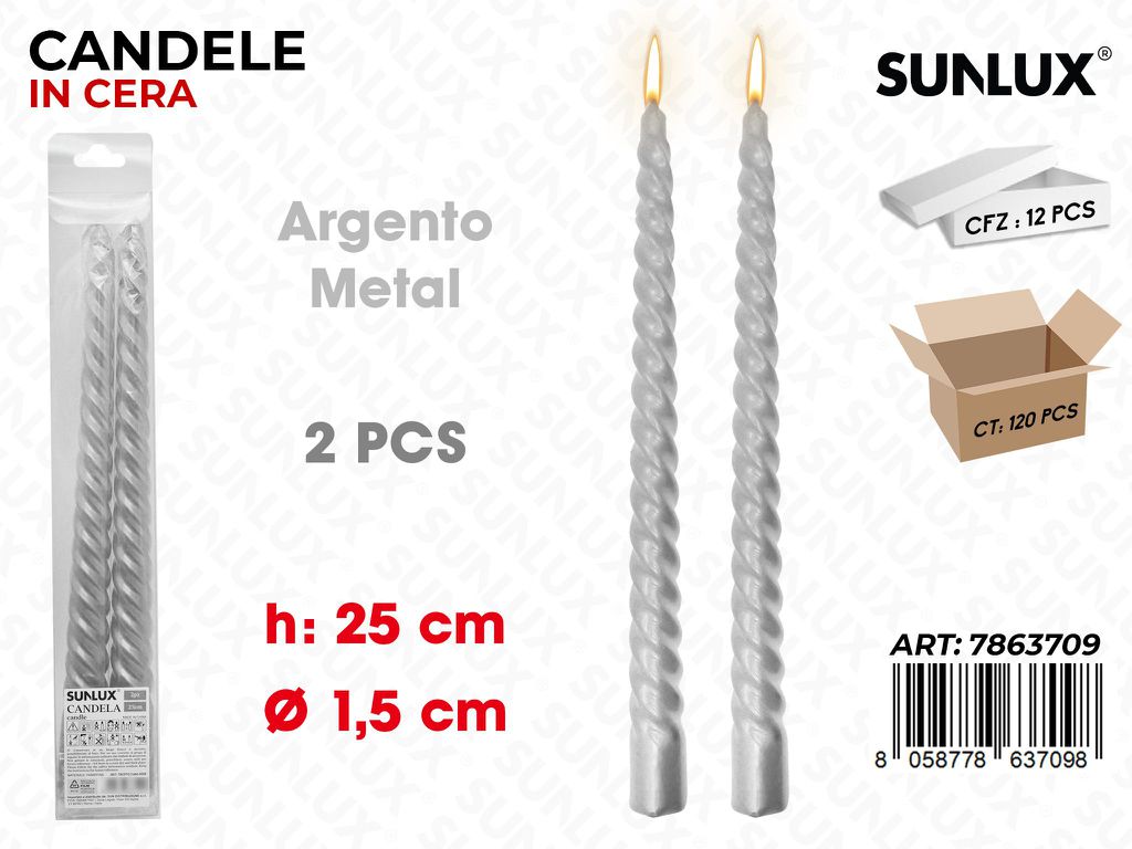 Sunlux Candela Spir. Arg. Metal 2PCS 1.5*25CM
