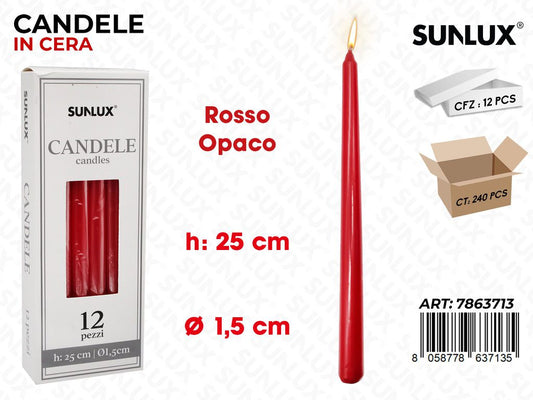 Sunlux Candela Stelo Rosso Opaco 1.5*25CM