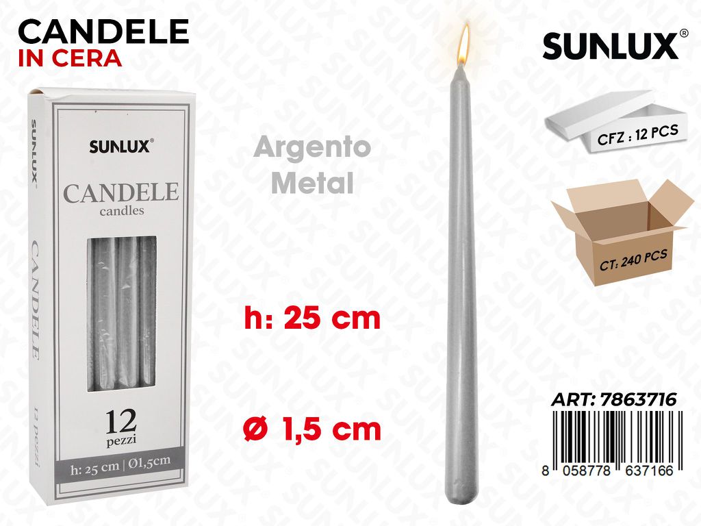 Sunlux Candela Stelo Arg. Metal 1.5*25CM