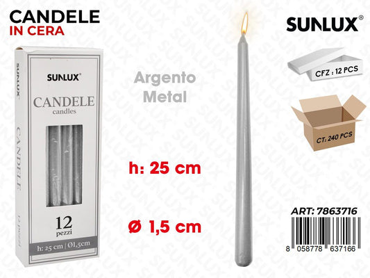 Sunlux Candela Stelo Arg. Metal 1.5*25CM