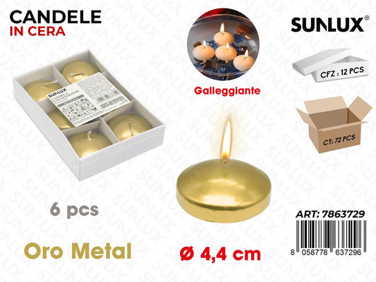 Sunlux Candela Galleg. Oro Metal 6PCS 4.4CM