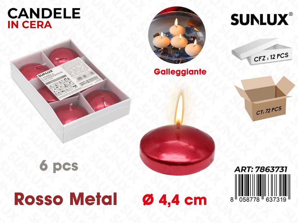 CANDELA GALLEG. ROSSO METAL 6PCS 4.4CM /PZ DA 12**