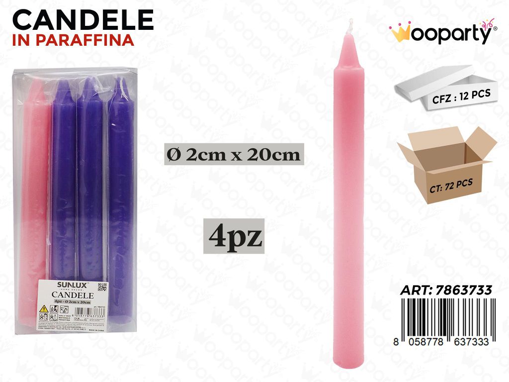 Sunlux Candele a Stelo Ass. 4PCS 2*20CM