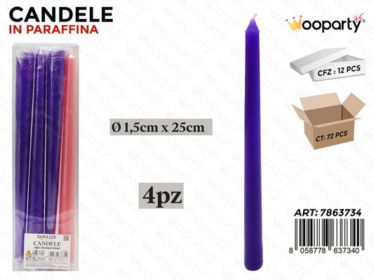Sunlux Candele a Stelo Ass. 4PCS 1.5*25CM