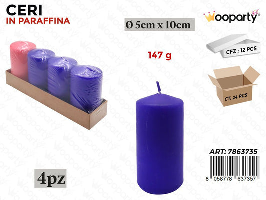 Sunlux Candele Ass. 4PCS 157GR 5*10CM