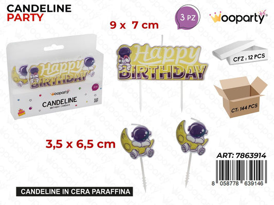 CANDELINE PARTY H. BIRTHDAY 3PCS MIS. ASS.