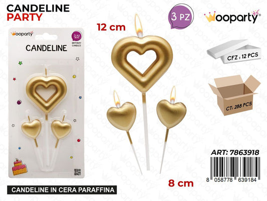 CANDELINE PARTY CUORI 3PCS ASS.