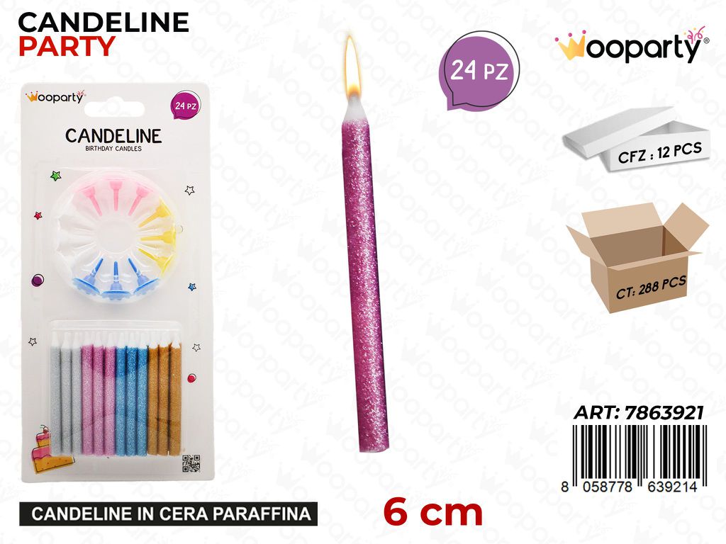 CANDELINE PARTY STELO 24PCS 6CM