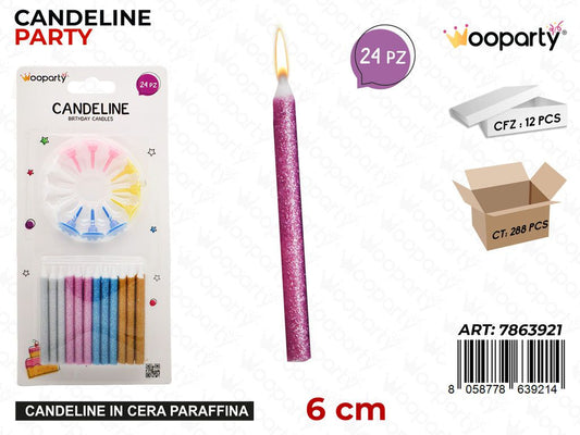 CANDELINE PARTY STELO 24PCS 6CM