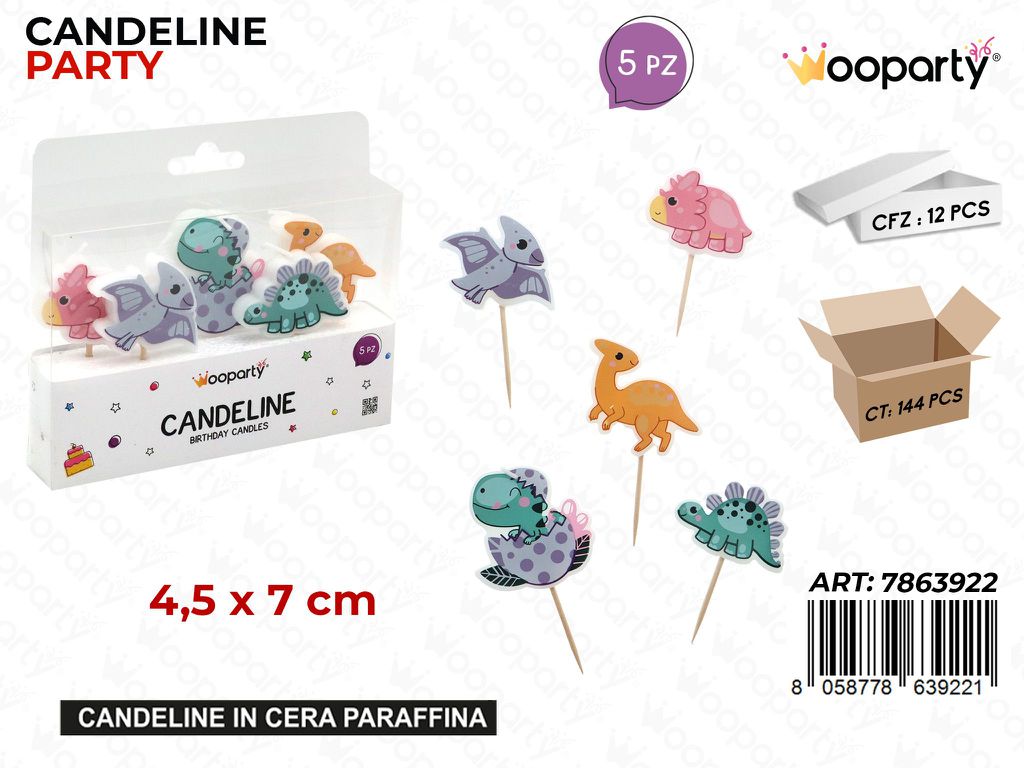 CANDELINE PARTY DINOSAURI 5PCS 4.5*7CM
