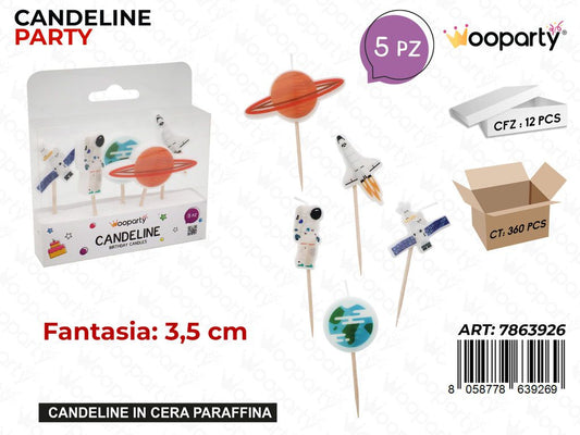 CANDELINE PARTY SPAZIO 5PCS 3.5CM