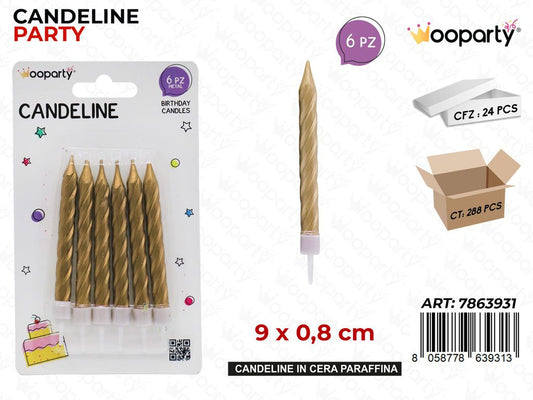 CANDELINE STELO ORO 6PCS 9*0.8CM