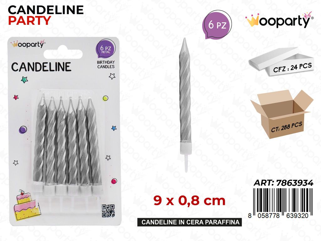 CANDELINE STELO ARG. 6PCS 9*0.8CM