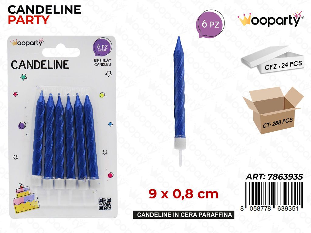 CANDELINE STELO BLU 6PCS 9*0.8CM