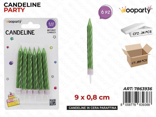 CANDELINE STELO VERDE 6PCS 9*0.8CM