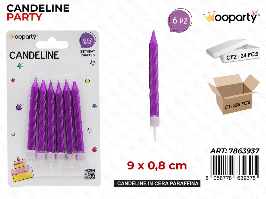 CANDELINE STELO VIOLA 6PCS 9*0.8CM