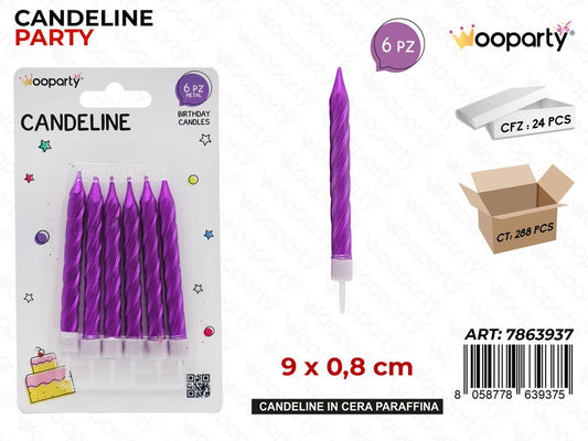 CANDELINE STELO VIOLA 6PCS 9*0.8CM